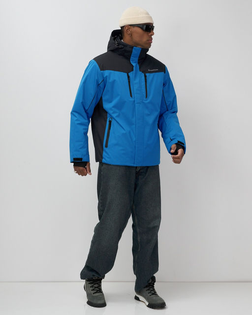 Горнолыжная куртка мужская зимняя голубого цвета 7611Gl