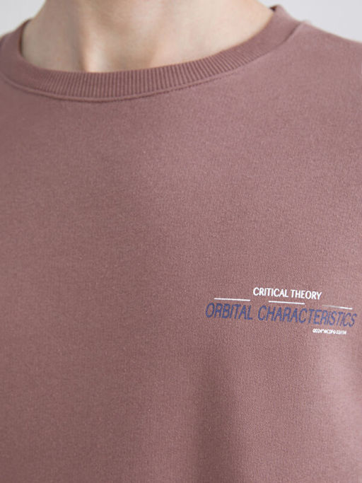 Bisiklet Yaka Bask?l? Erkek Sweatshirt