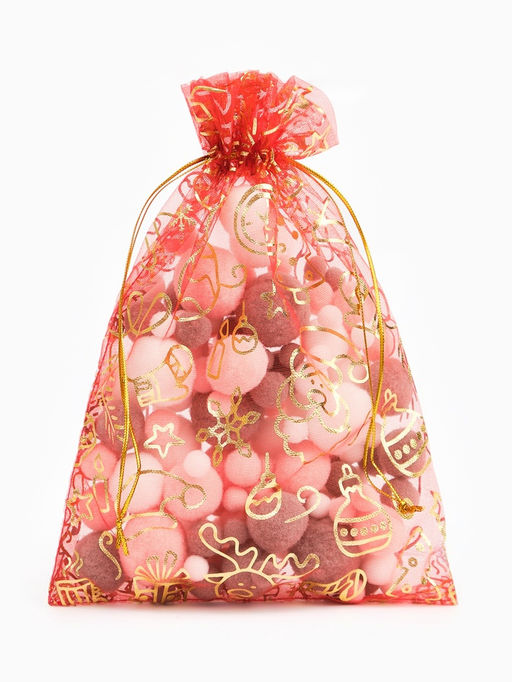 Цена за 20 шт. Мешочек подарочный органза С Новым годом!, 16?24 см