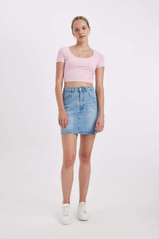 Базовая футболка с короткими рукавами и U-образным вырезом - Defacto фото 2