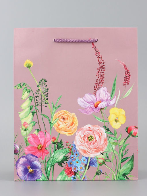 Цена за 2 шт. Пакет подарочный ламинированный вертикальный «Цветочный узор», 18×22.3×10 см