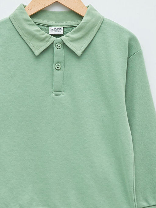 Polo Yaka Basic Uzun Kollu Erkek ?ocuk Sweatshirt - Waikiki фото 3