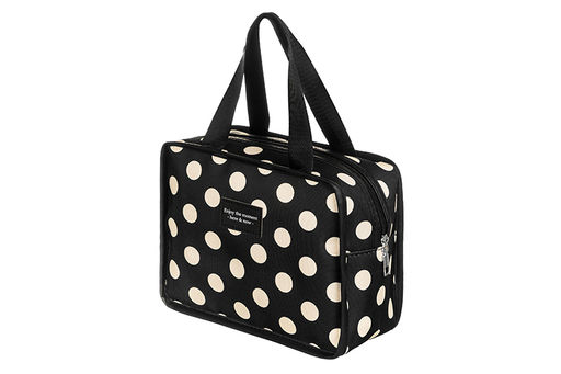 Косметичка - сумочка 23*11,5*18,5 см Черная в белый горошек, с двумя ручками - Elan gallery фото 3