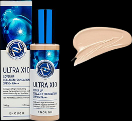 Enough Ultra X10 Cover up Collagen Foundation #13, 100ml - Тональная основа c коллагеном тон 13, светлый бежевый