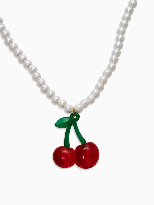Цена за 2 шт. Кулон на жемчужной нитке "Вишня", цветной