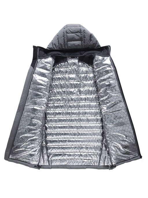 Куртка мужская удлинённая стёганая с капюшоном и графеновой подкладкой утеплитель тинсулейт