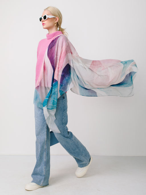 Большой, мягкий, тонкий и очень нежный двусторонний палантин с рисунком в стиле арт-деко - Tantino фото 9