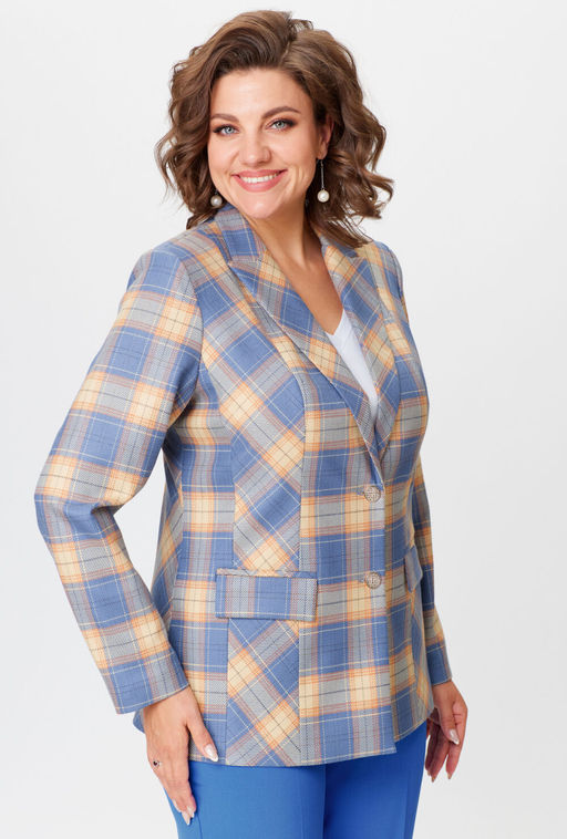 Жакет БелЭльСтиль 412 голубая клетка