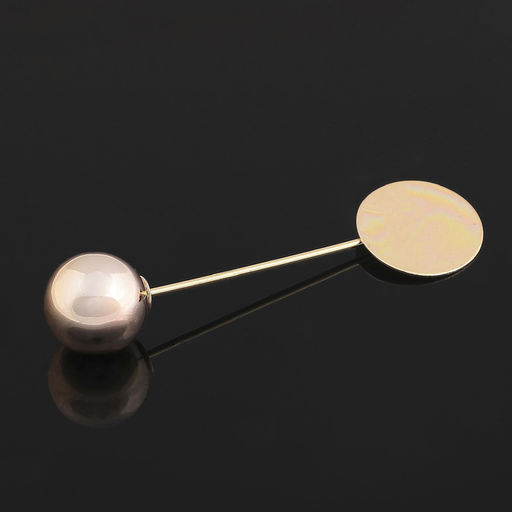 Цена за 3 шт. Основа «Брошь-игла» с шариком d=1,2 см (набор 5 шт.), L=5 см, площадка 1,5 см, цвет золото