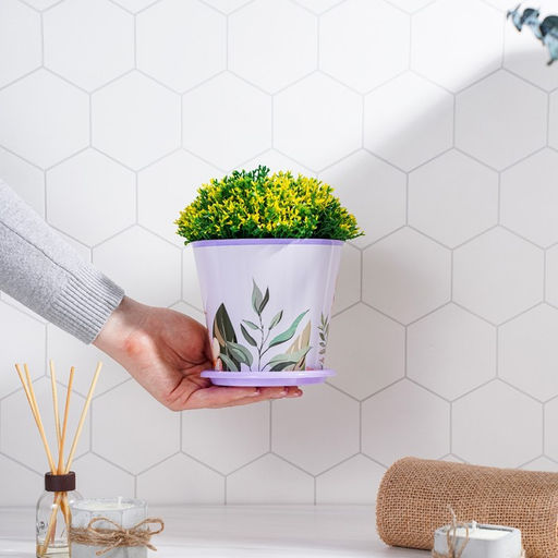 Цена за 2шт. Горшок для цветов Доляна Тропический лес, 800 мл, цвет лиловый