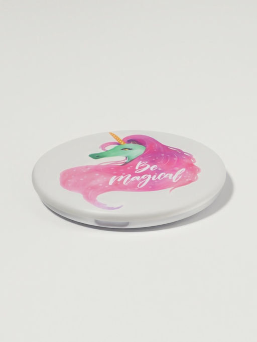 Зеркало складное «Единороги», d=7.5 см, белое, розовое