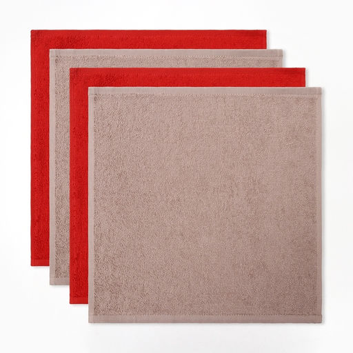 Полотенца махровые «Этель. Санта» 30×30 см - 4 шт., хлопок, 340 г/м²