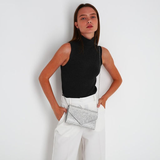 Сумка-клатч на клапане, цвет серебряный - Simaland фото 7