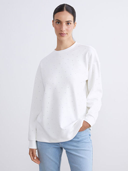 Ta?l? Oversize Kad?n Sweatshirt Tunik