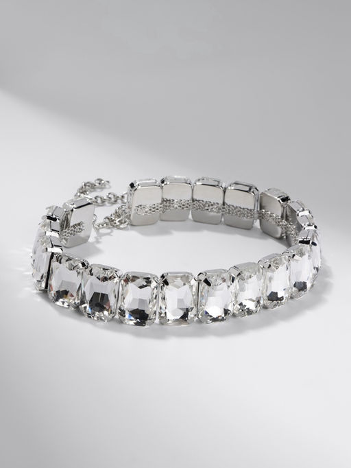 Чокер-колье Сияние соло, цвет белый в серебре, 36 см