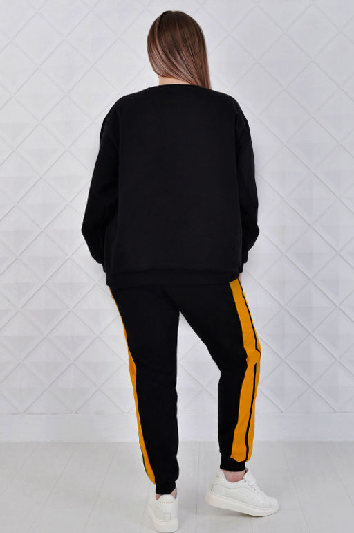 Арт. 2328 Костюм с брюками женский 50-58 (5 шт) Цвет:верх-черный, низ-черный, горчица - Калинка фото 3