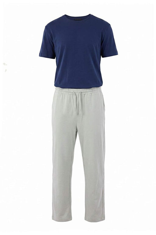 Lacivert Regular Basic %100 Pamuk _rme Pijama Tak_m_ TMNAW27PT00021
