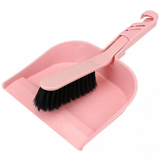 Комплект для уборки пластмассовый: совок 19,5х15,5х4,8см + сметка 27,5х3,5см, ворс 4см "Салют" цвета в ассортименте: мятный, розовый, светло-фисташковый (Китай)