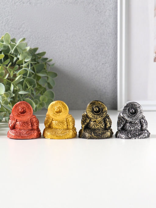 Набор фигурок 4 шт. «Хотей с зонтом», полистоун, 4.5×4.8×5.6 см