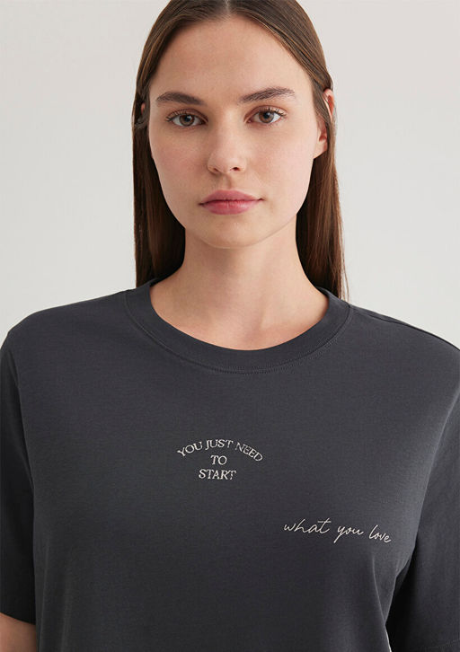 Bask?l? Antrasit Tisort - Mavi фото 5