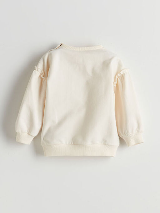Bisiklet Yaka Barbie Bask?l? K?z Bebek Sweatshirt