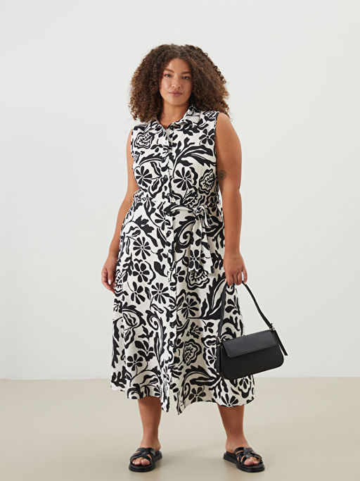 Regular Fit Desenli G?mlek Elbise