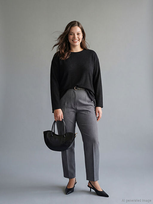 B?y?k Beden Bisiklet Yaka Oversize Kad?n Ti??rt