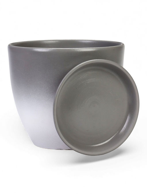 Горшок цветочный с поддоном 5 л, d122/h19,5 см серый керамика, "Туман" (М)