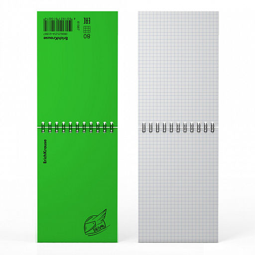 Цена за 5 шт. Блокнот с пластиковой обложкой на спирали ErichKrause Motion, зеленый, A6, 80 листов, клетка  фото 3