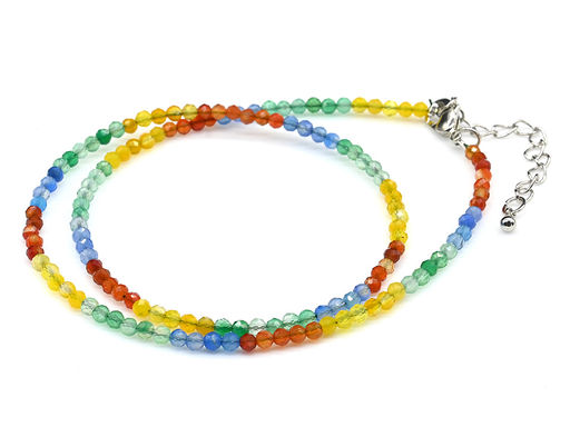 Чокер из кварца тонированного шарик гр.3мм, 40,5см