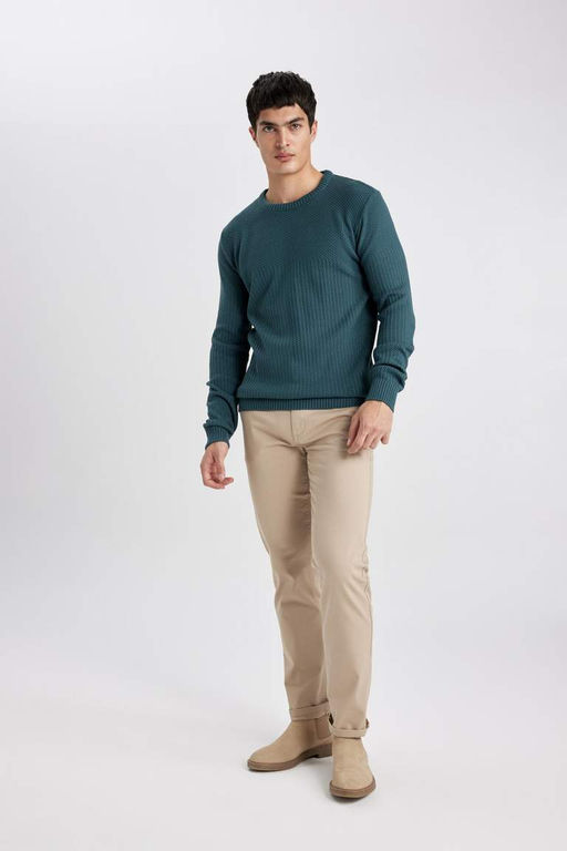 Брюки-чиносы прямого кроя из габардина с карманом на молнии и парусиновой тканью стандартного кроя - Defacto фото 6