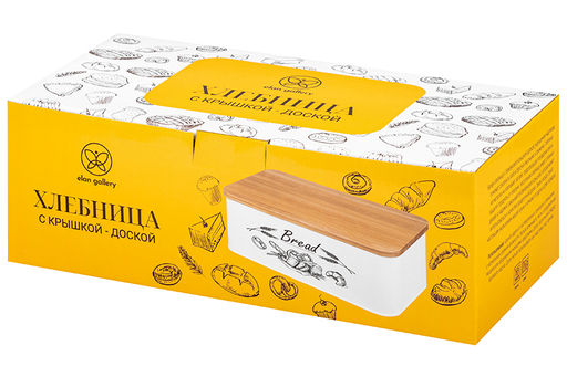 Хлебница 38*18*12,5 см BREAD с бамбуковой крышкой-доской, белая - Elan gallery фото 6