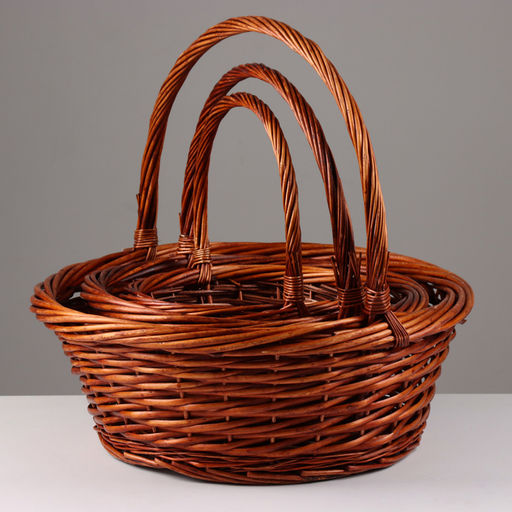 Корзина плетёная для хранения «Плейт», ива, коричневая, набор 3 шт.