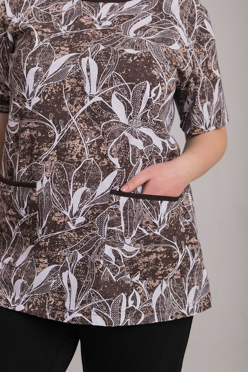 Футболка М30081Вкб коричневый/белый - Елена фото 4