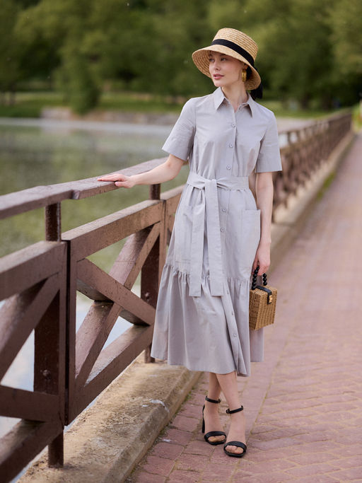 Платье хлопок OD-791-2 серый OD-791-2