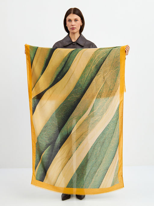 Большой, мягкий, тонкий и очень нежный двусторонний палантин с рисунком - Tantino фото 10