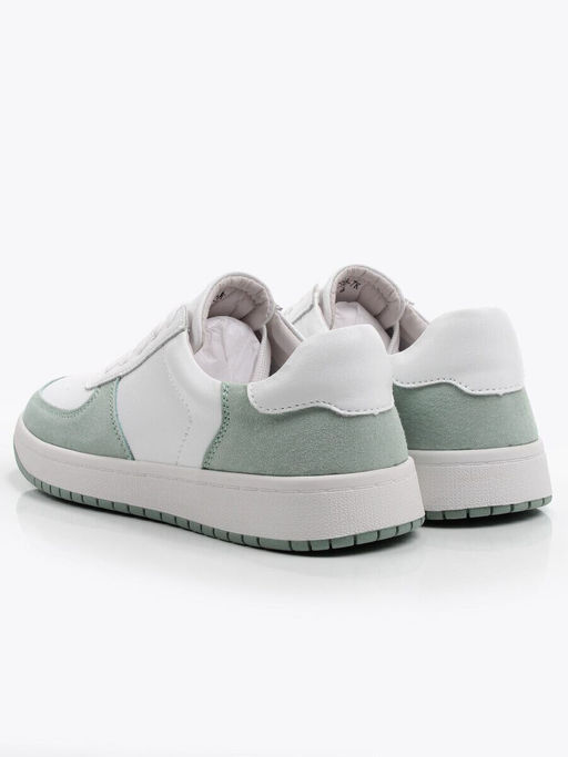 03-C933-7K WHITE/GREEN Кеды кожаные женские (натуральная кожа, натуральная замша)