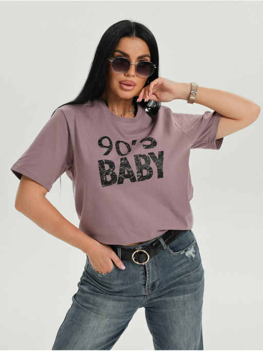 Футболка "Девяносто" пудра женская