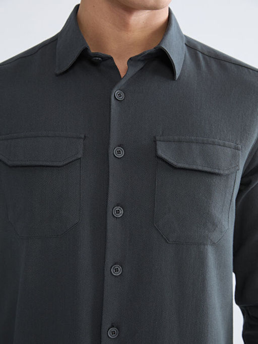 Regular Fit Keten Kar???m Erkek G?mlek