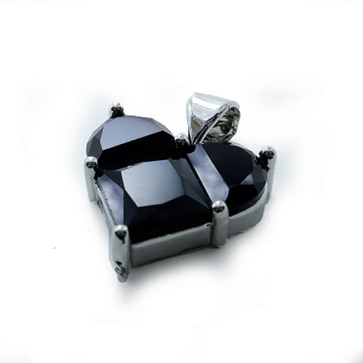 Подвеска Сердечко Black-silver чешское стекло с алмазной огранкой