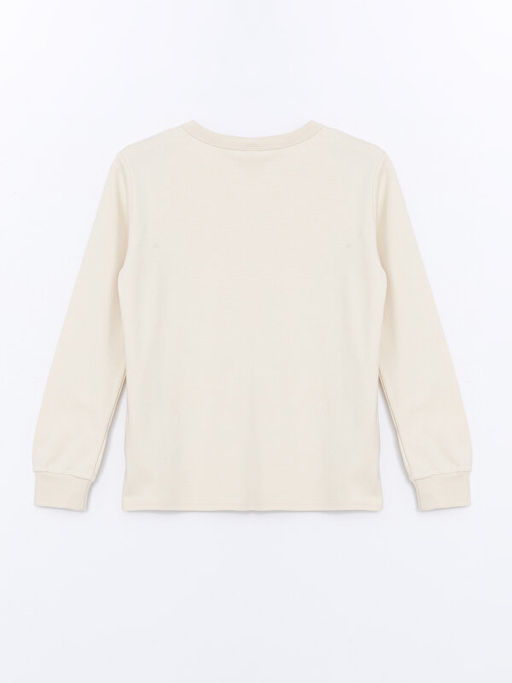 Bisiklet Yaka Bask?l? Uzun Kollu Erkek ?ocuk Ti??rt