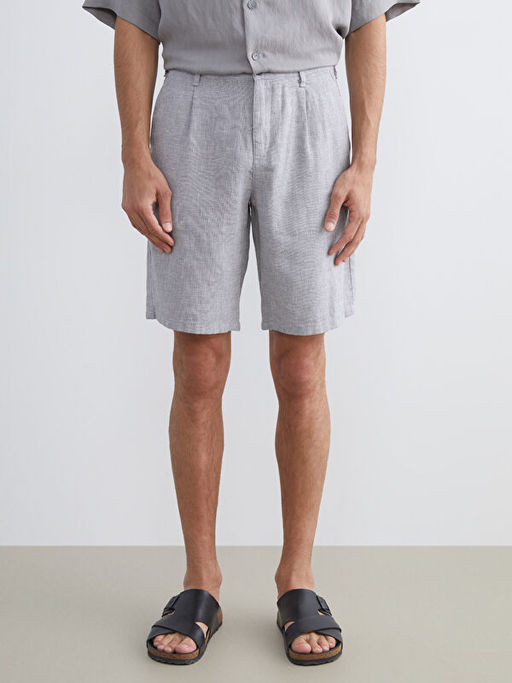 Standart Kal?p Keten Kar???ml? Erkek ?ort