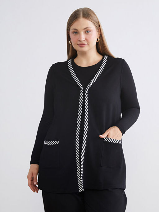 V Yaka ?izgili Kad?n Yelek