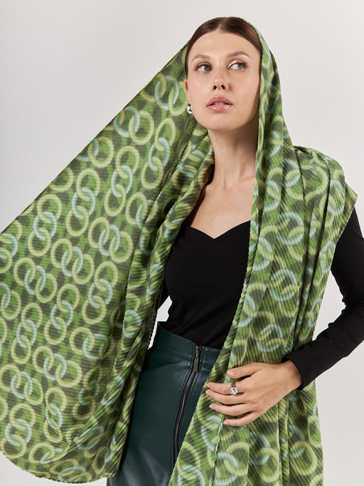 Большой, мягкий, тонкий и очень нежный двусторонний палантин с рисунком. - Tantino фото 8