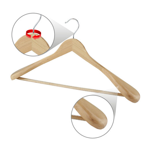VAL 19708S2 Набор вешалок дерев., 2 шт., с расшир. плеч. и переклад., 44.5*23*5.8 см, натур. цвет, шт - Valiant фото 4