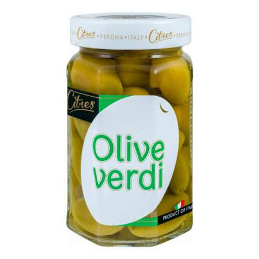 Оливки зеленые Citres с косточкой 290 г, стекло, Италия