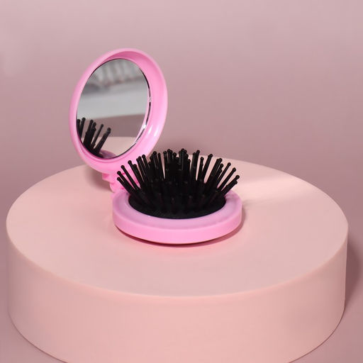 Расчёска массажная LOVE, складная, с зеркалом, d=6.5 см, МИКС - Qf фото 6