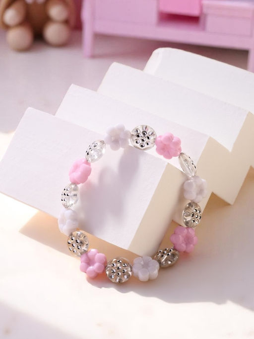 Цена за 3 шт. Браслет детский «Выбражулька. Нежные цветочки», d=6 см, бело-розовый