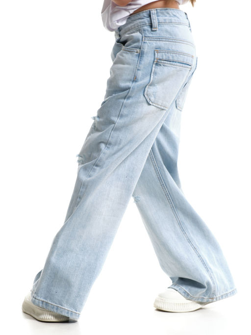 Джинсы клеш рваные для весны и лета 33-1053 св.голубой - Mini maxi фото 15