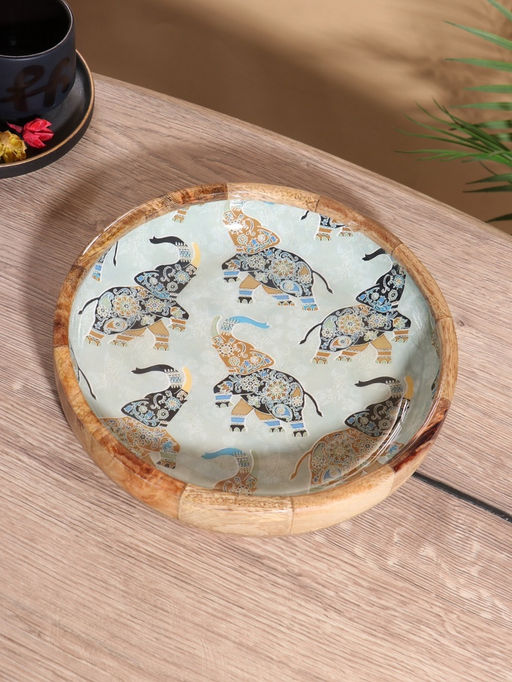 Блюдо «Мудрый слон», 25×25×4.5 см, дерево манго